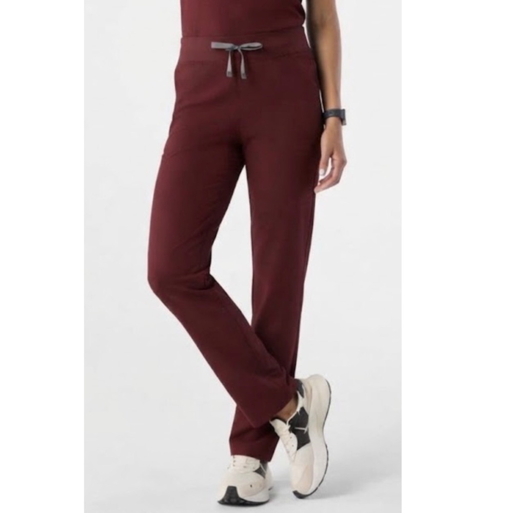 Figs Livingston High Rise Scrub Pants T21003 Burgundy Large Tall
